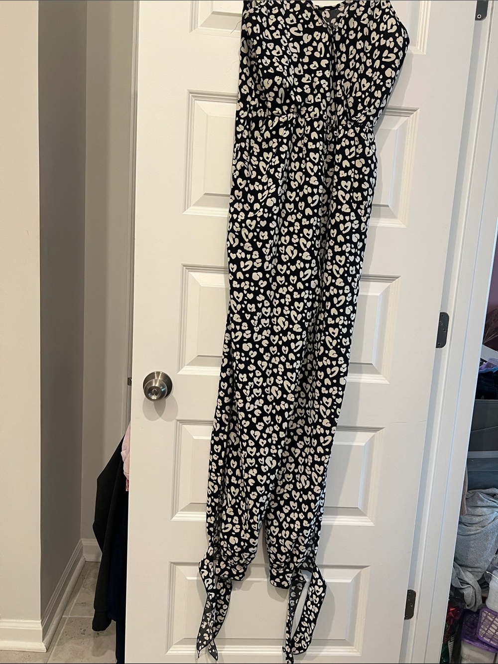 ePretty Black and White Heart Boho Print Jumpsuit.